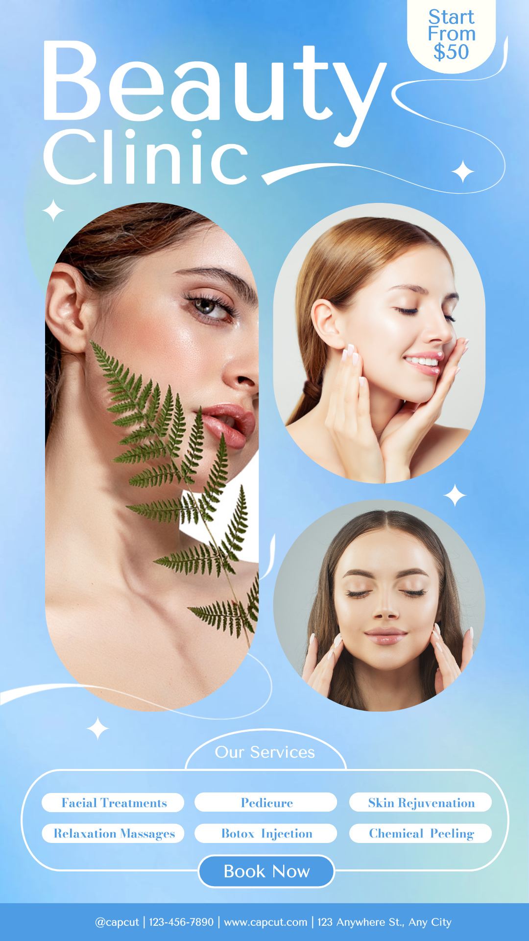 Promosi Klinik Kecantikan Instagram Story Post Biru Minimalis