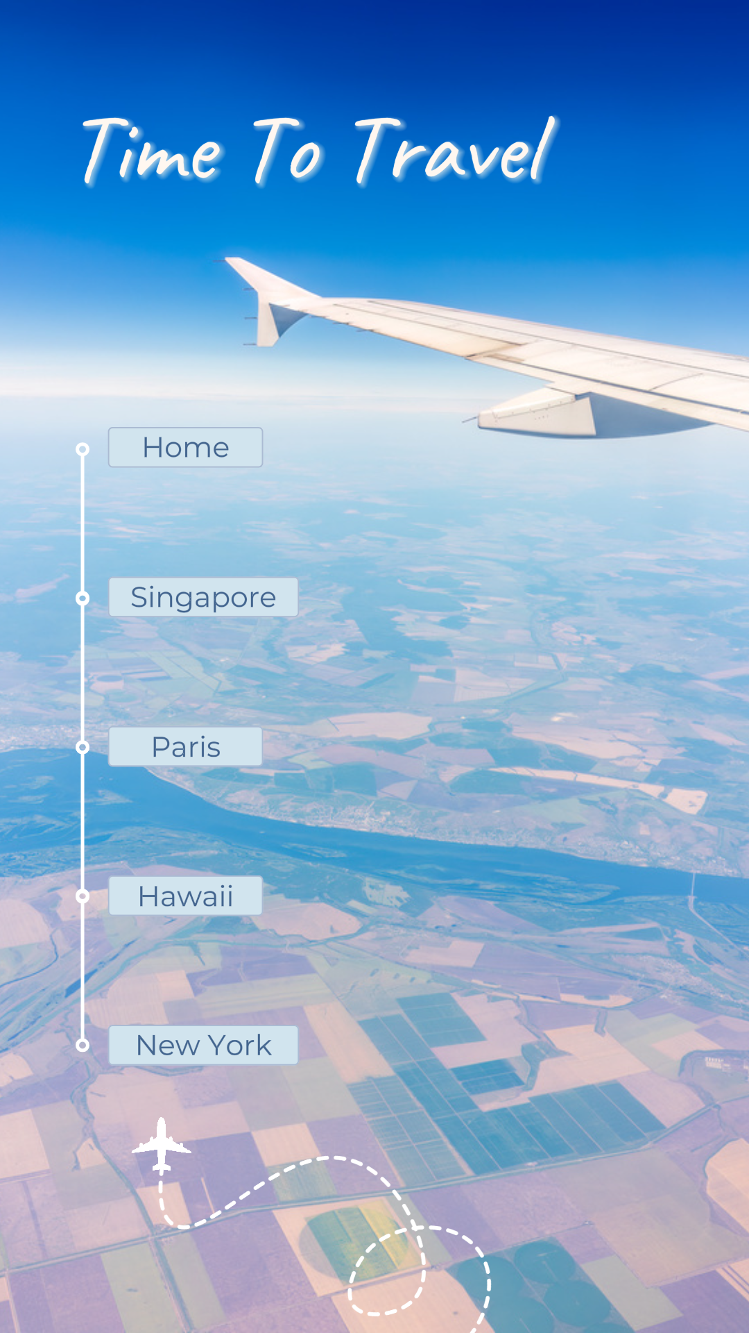 Affiche de marketing de voyage Histoire Instagram d'un avion