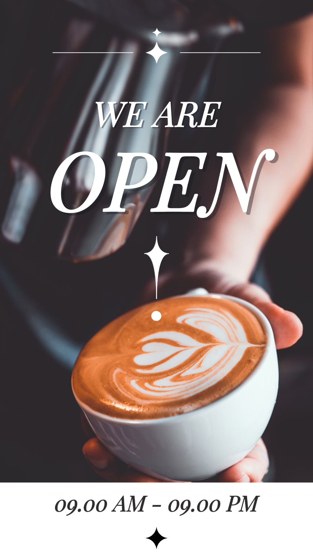 bisnis dan kantor kreatif poster instagram story we are open white