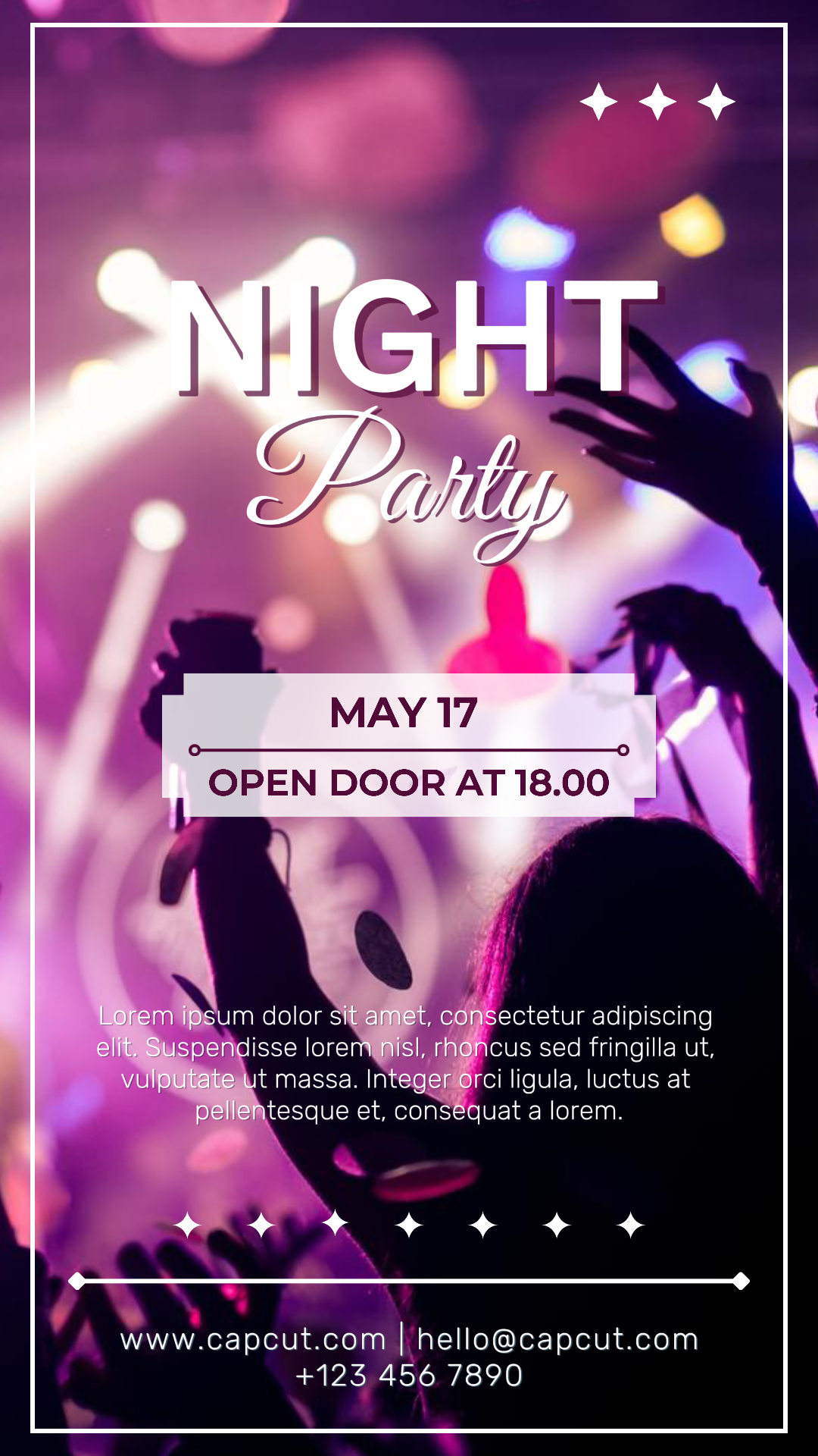 Entertaiment Night Club Marketing Poster Instagram Story Lila