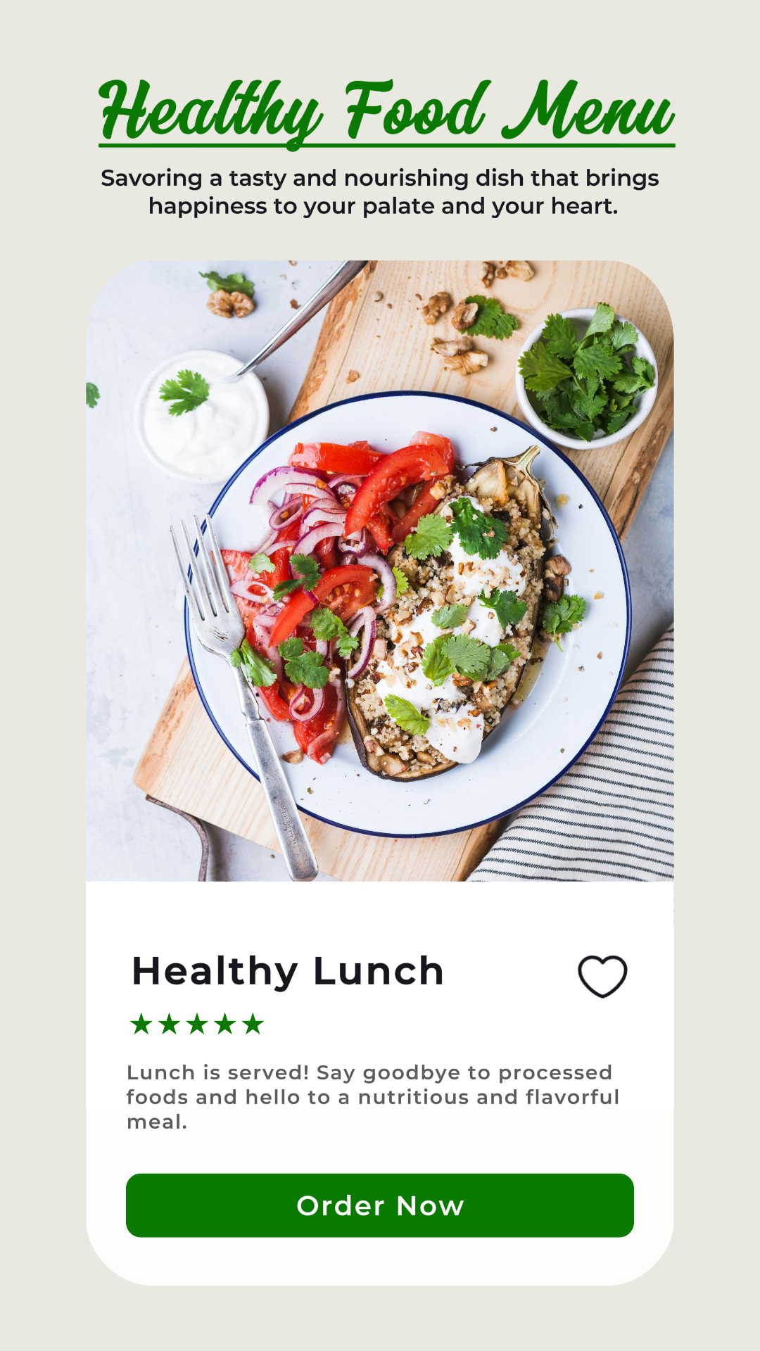 Almuerzo Saludable Alimentos y Bebidas Promoción Instagram Story Post Green & Gray Minimalista