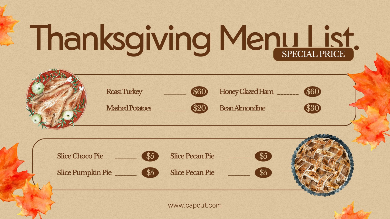 Lista de menus de ação de graças Twitter Post