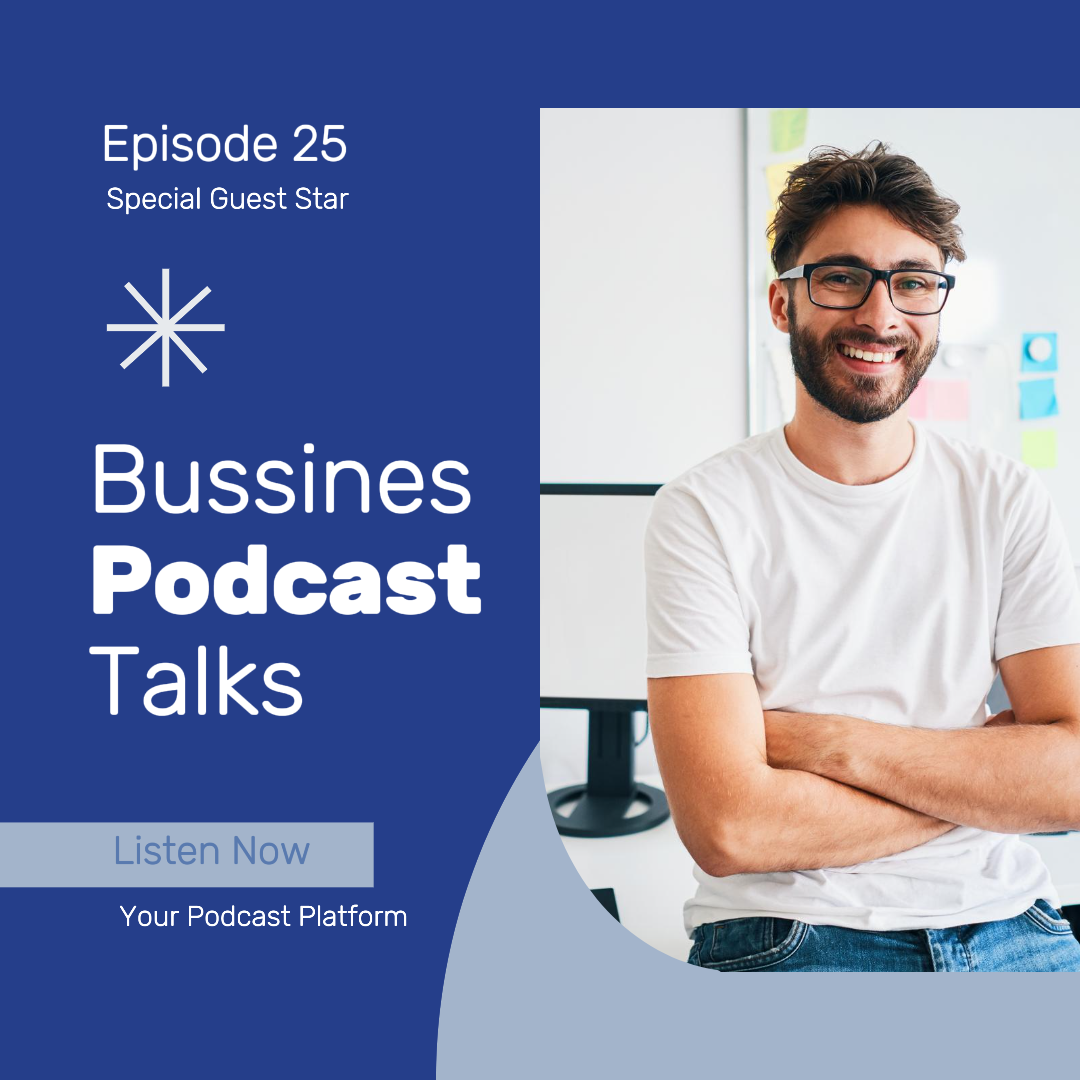 Bussines Podcast Talks Blauer Instagram-Post