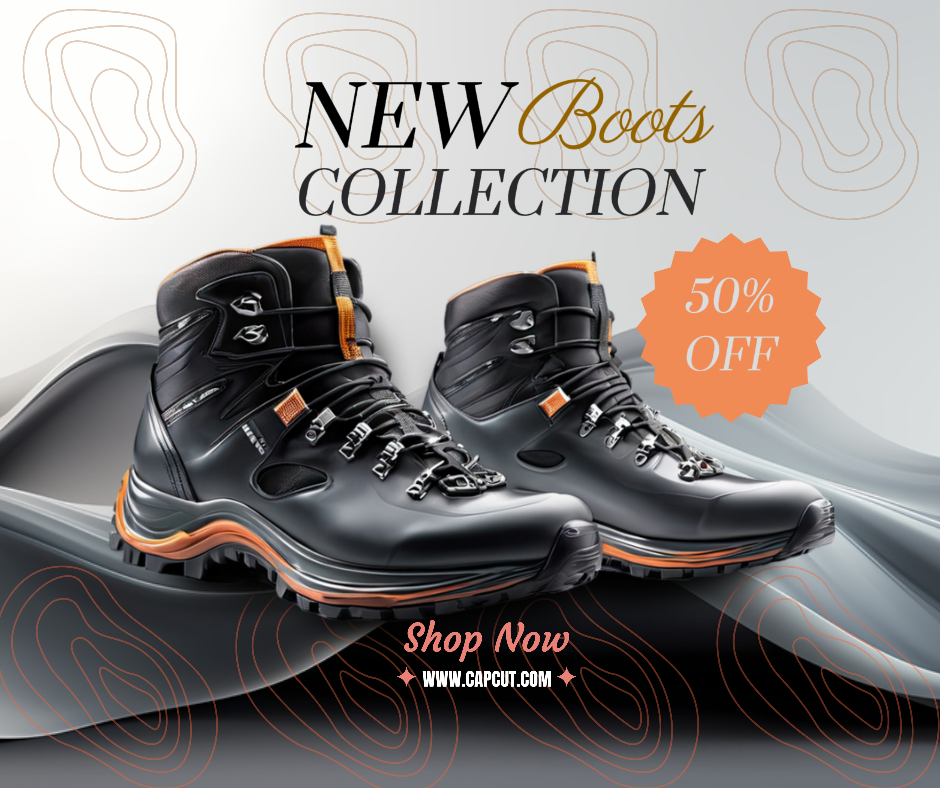 Facebook-Beitrag zum Verkauf von schwarzen und grauen Stiefeln