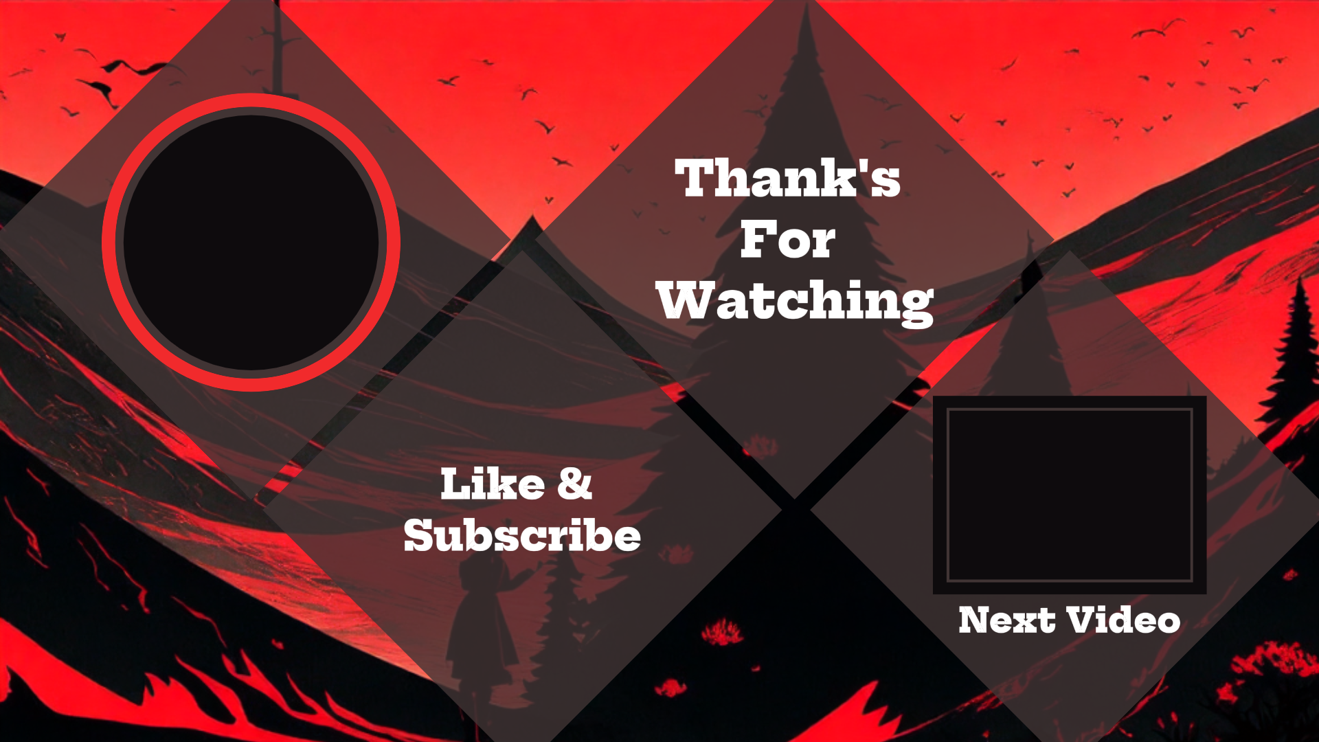 Nicht-Marketing Youtube Endscreen Rot Schwarz Berg