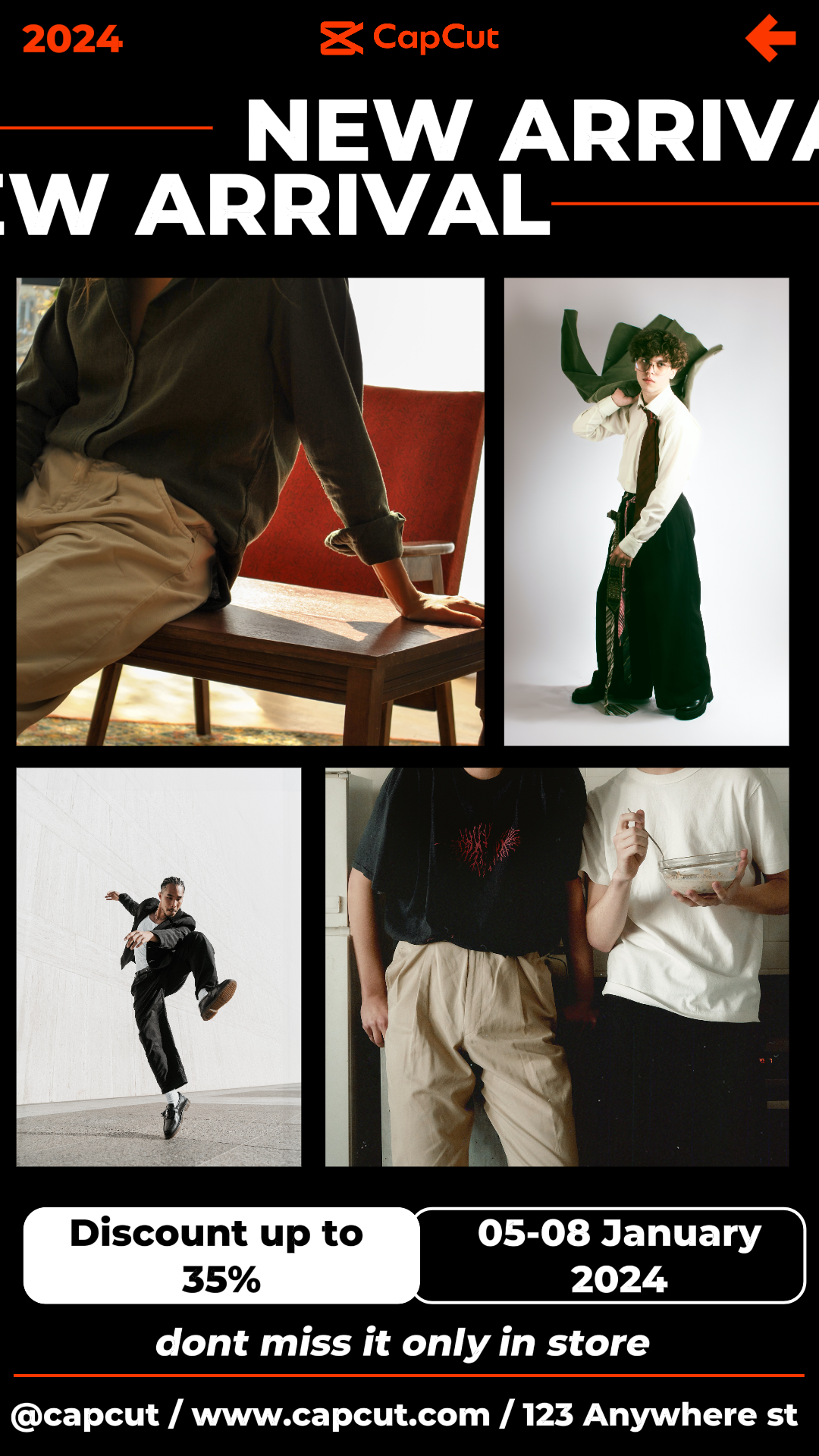 Desconto Fashion New Arrival até 35% Display Instagram Stories 