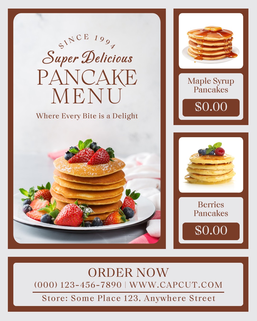 Super delicioso panqueca menu instagram post