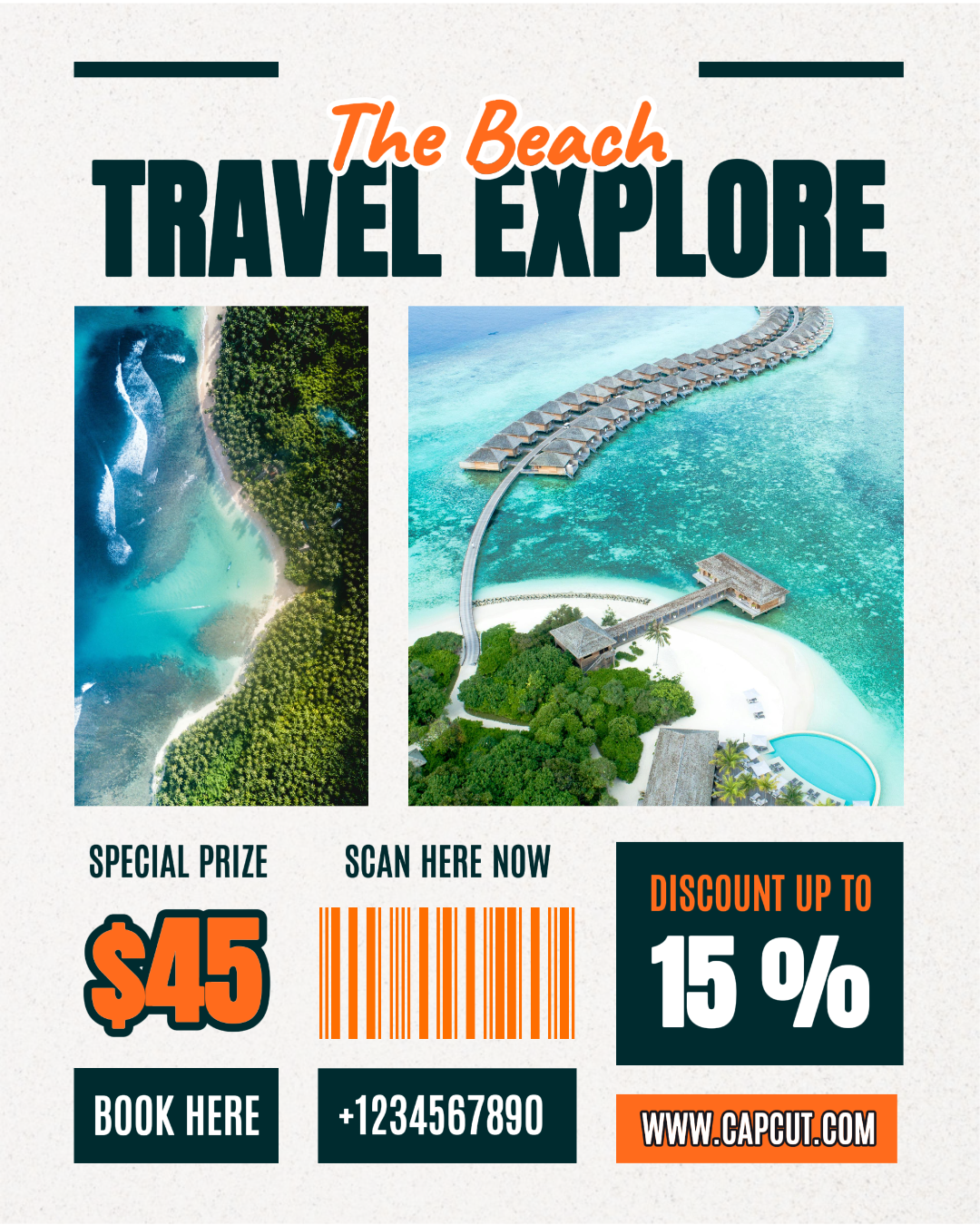 Travel Poster The Beach Explore IG Potrait 