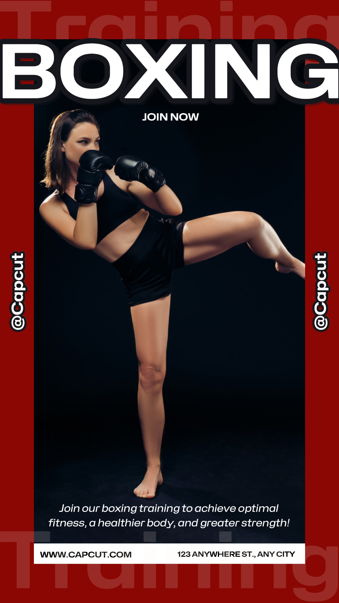 Affiche marketing d'entraînement et de fitness Instagram Story Boxing