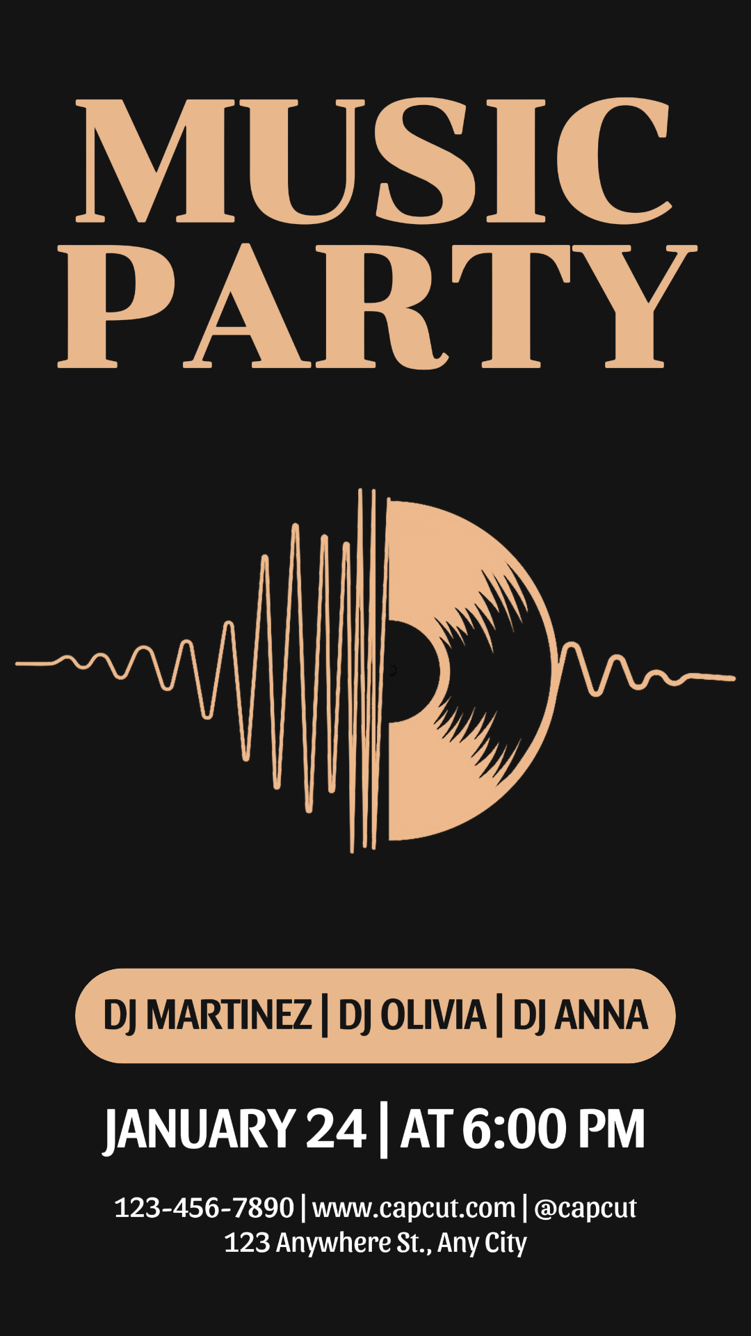 Affiche de marketing de divertissement promotion de fête musicale illustration d'histoire Instagram