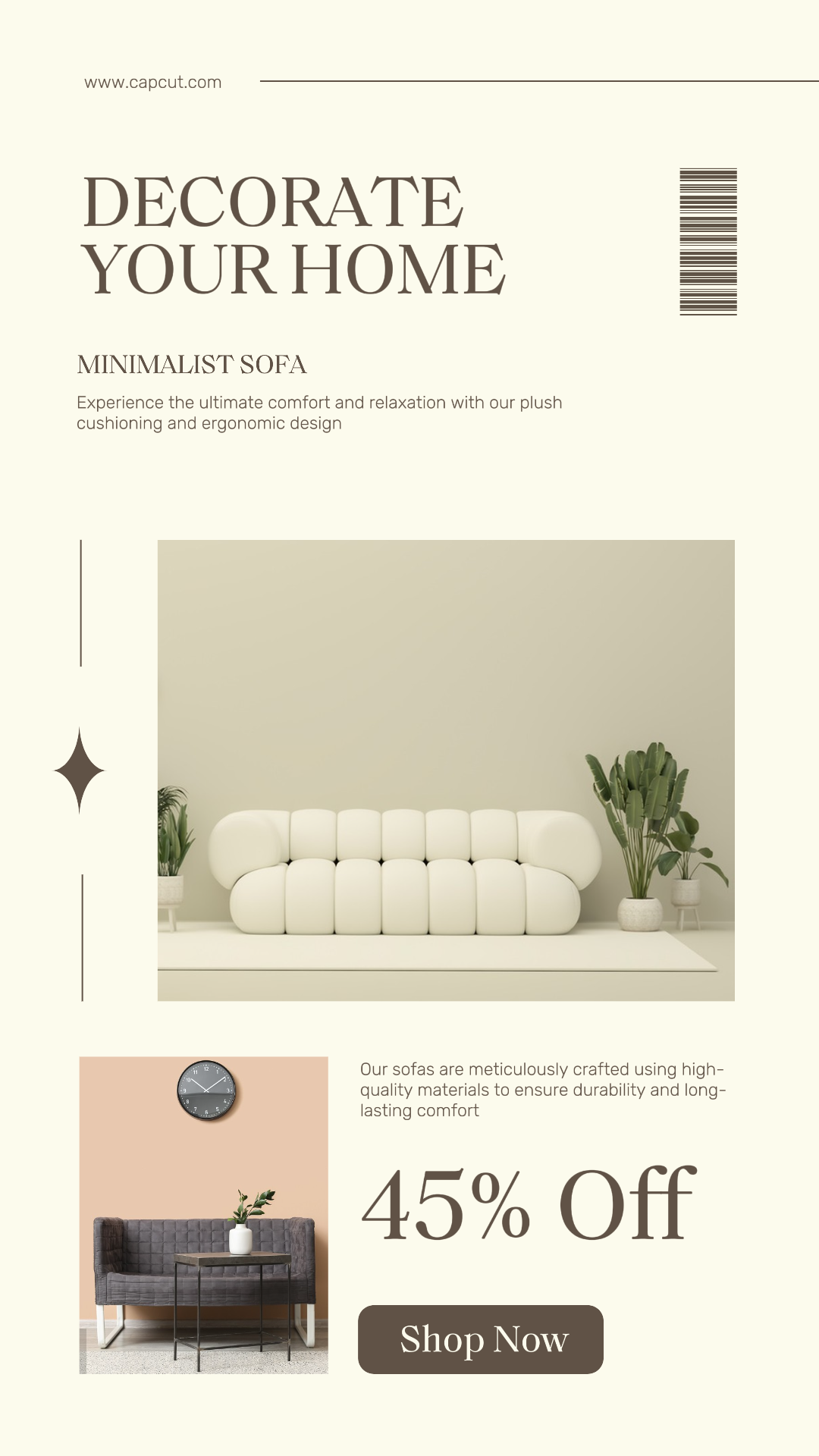 Marketing Doméstico Pôster Móveis Sofá Promoção História do Istagram