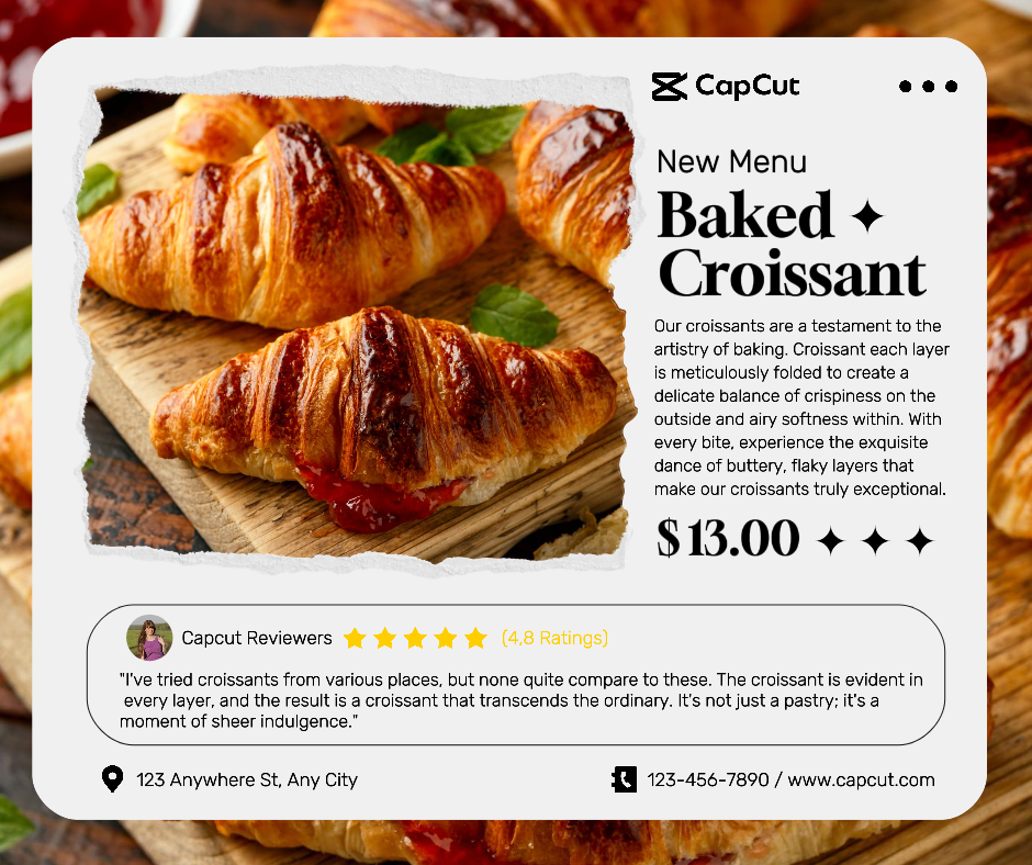 food and beverage croissant product display and review