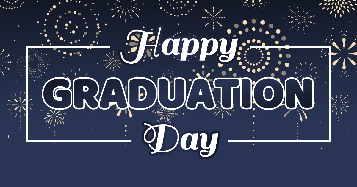 Temporada de formatura - Poster criativo Happy Graduation Facebook app ad Blue