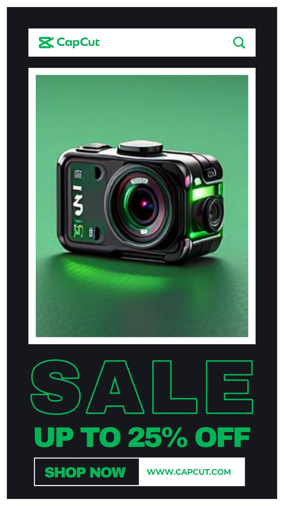 Green action Camera sale instagram story