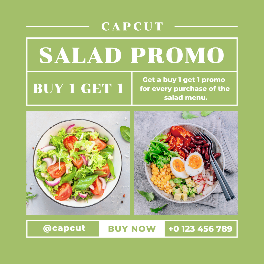 Post de promoção de salada fresca no Instagram