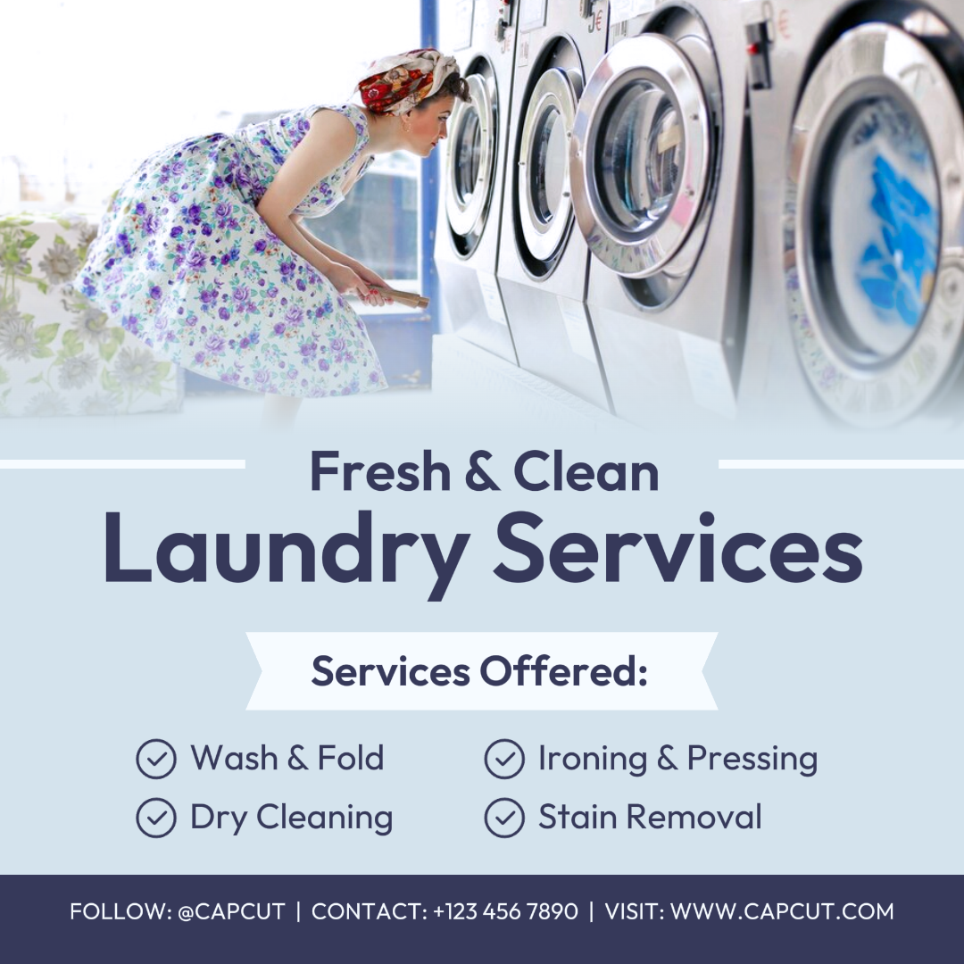 Life Services Creative Poster Instagram Post Lavanderia Azul