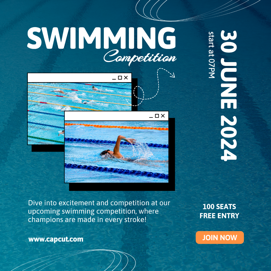 스포츠 및 경기 마케팅 포스터 수영 대회 인스타그램 포스트 블루