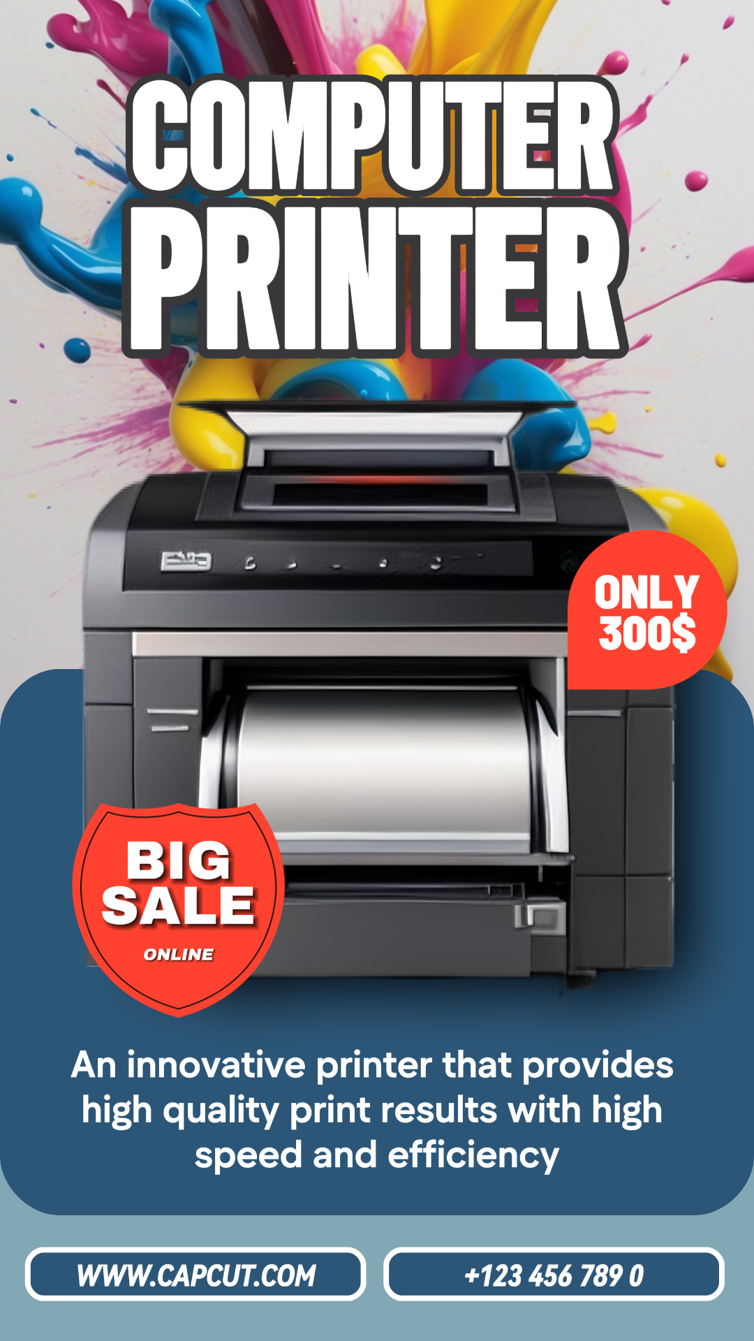 Electronic, Printer, full color design with discount, Instagram Story