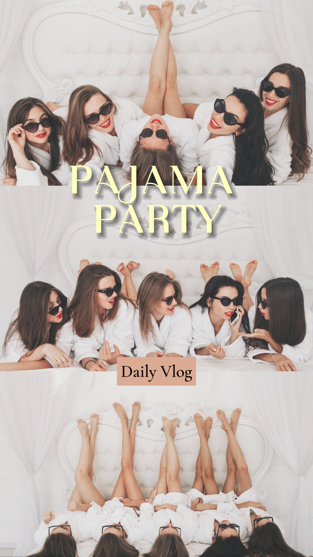 Tiktok thumbnail pajama party daily vlog white style
