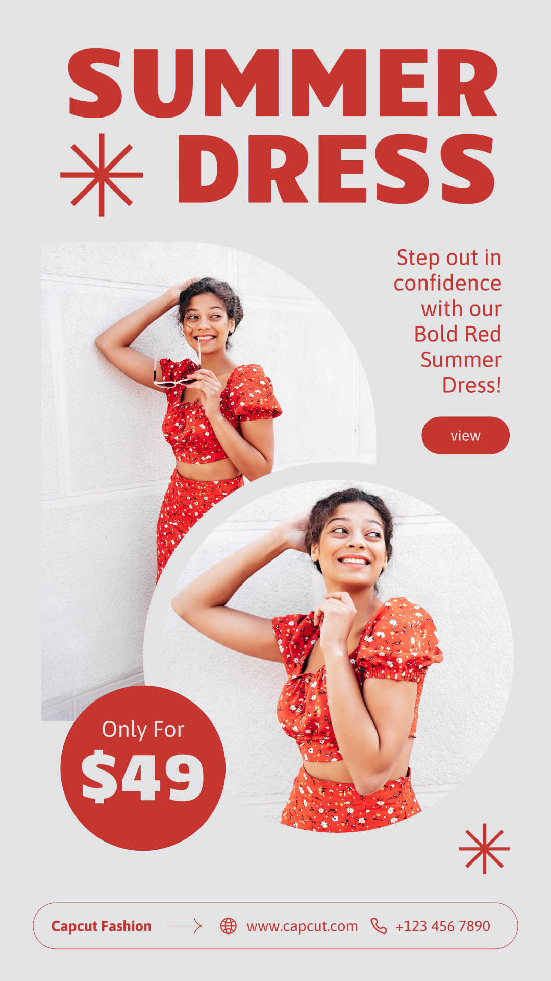 Clothes and Shoes Marketing Poster Summer Dress Display Instagram Story Red