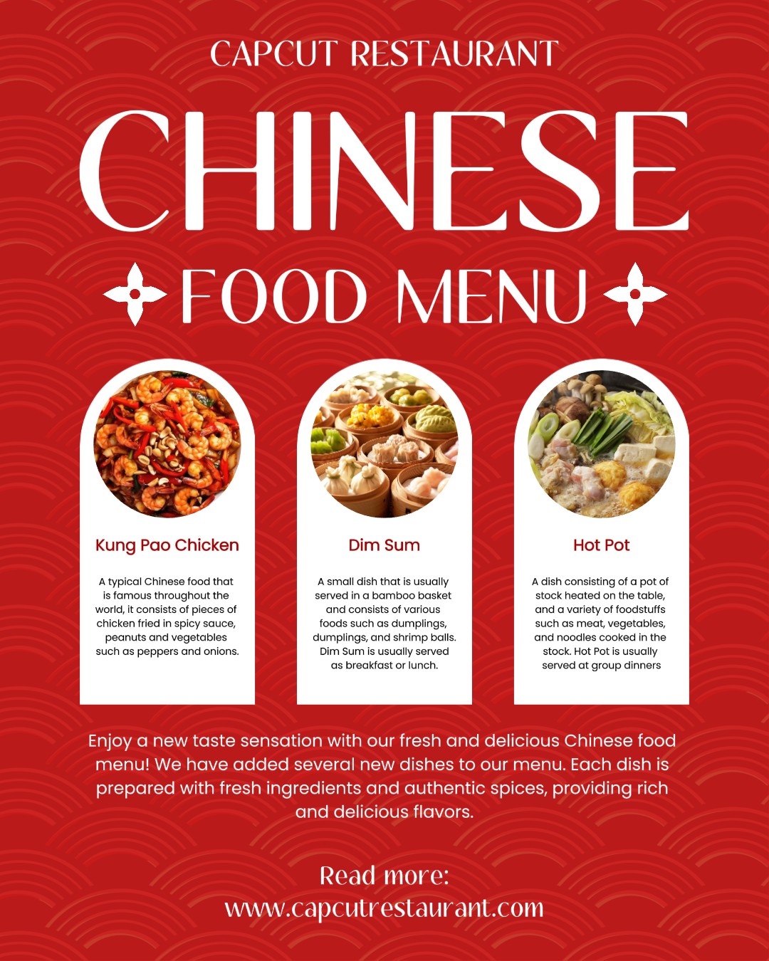 Chinese Food Menu Display Instagram Portrait