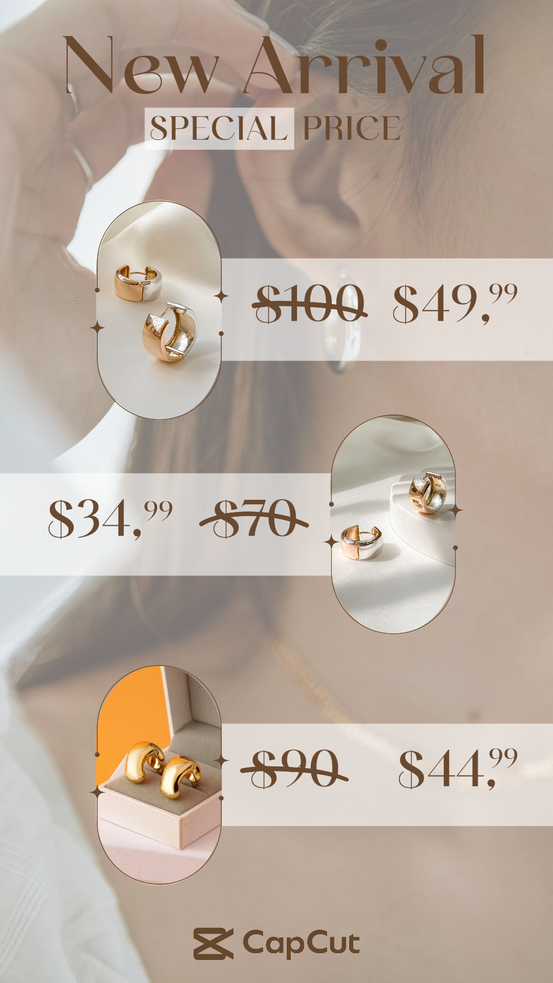 보석과 액세서리 인스타그램 스토리 새로운 도착 특별 가격