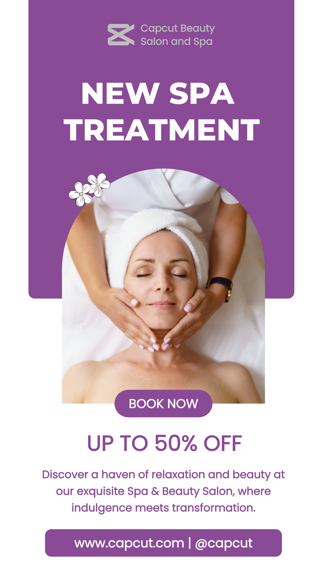 Tiktok miniatura novo tratamento de spa roxo branco