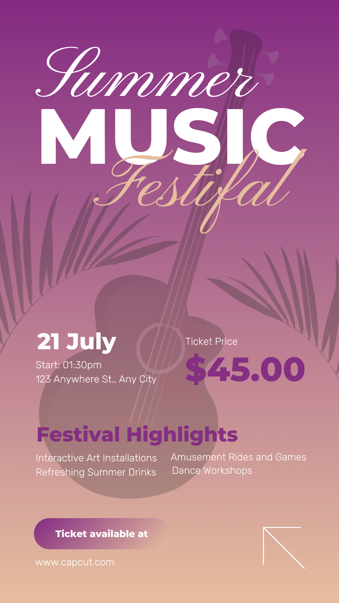 Affiche de marketing de divertissement promotion du festival de musique illustration style histoire instagram