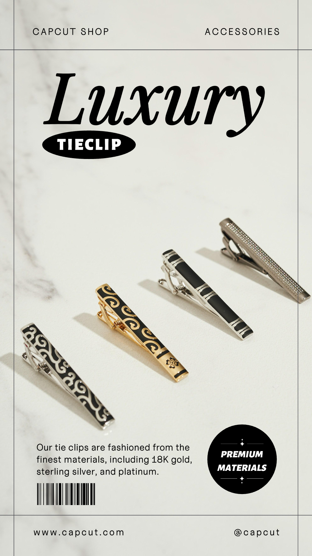 Schmuck und Accessoires Luxus Krawattenklammer Display Instagram Story