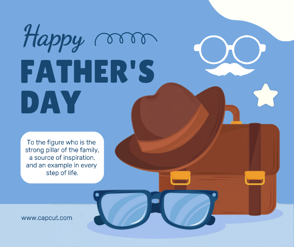 Father's Day Greeting Card Poster Facebook Post Blue