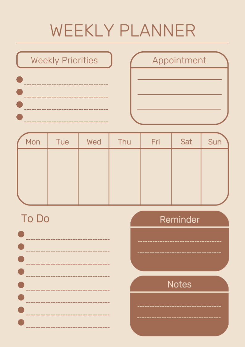 Plantilla de planificador semanal