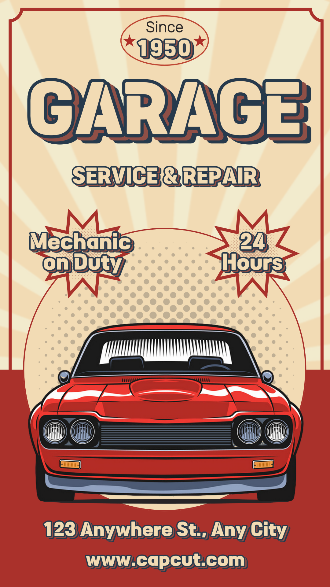 Cartel de marketing de coches Historia de Instagram - Servicio y reparación de garaje