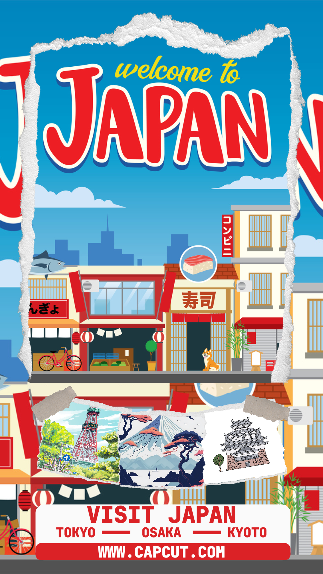 Traveling Visit Japan Blue Instagram Story