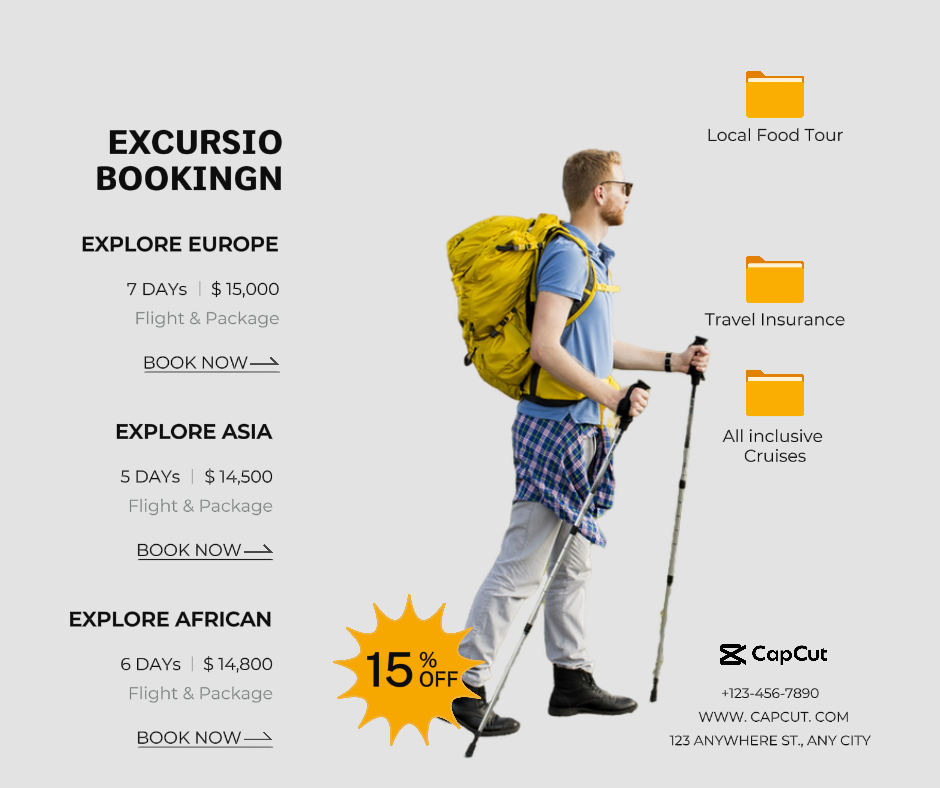 Services Excursion Booking Display Minimalist