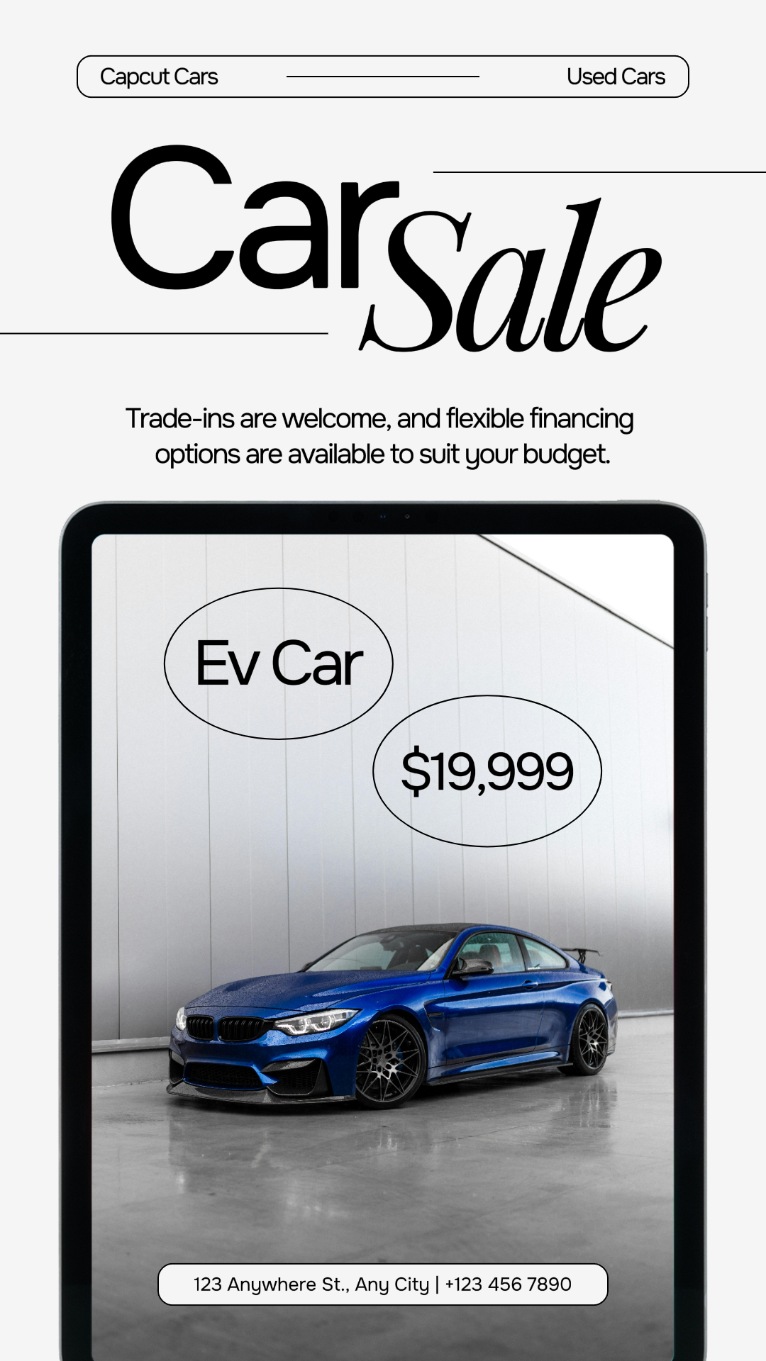 Carros - Poster de Marketing Carro para Venda Instagram Story Preto e Bege