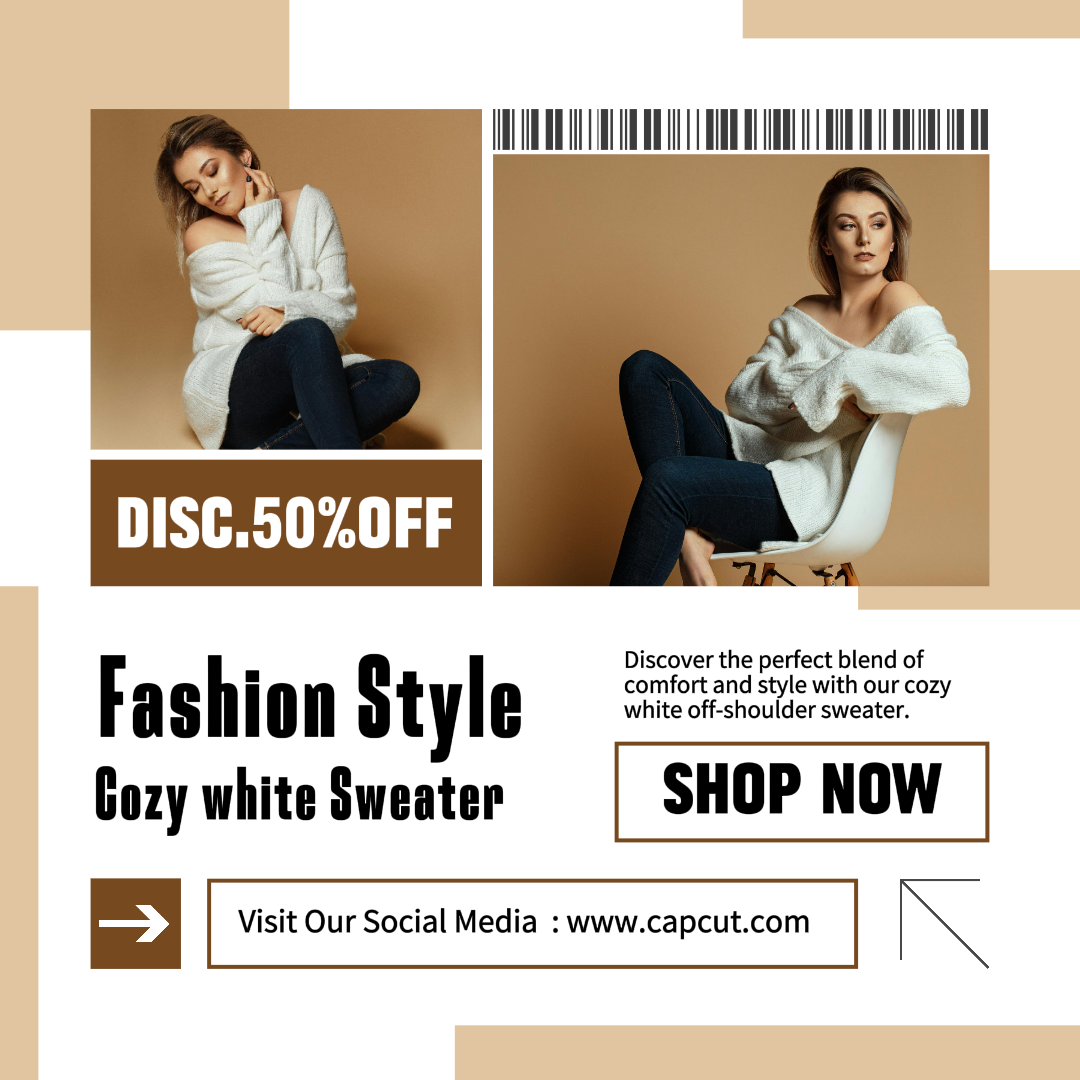 Kolase Minimalis - Poster Pemasaran Instagram Post Pakaian Dan Sepatu Putih Coklat