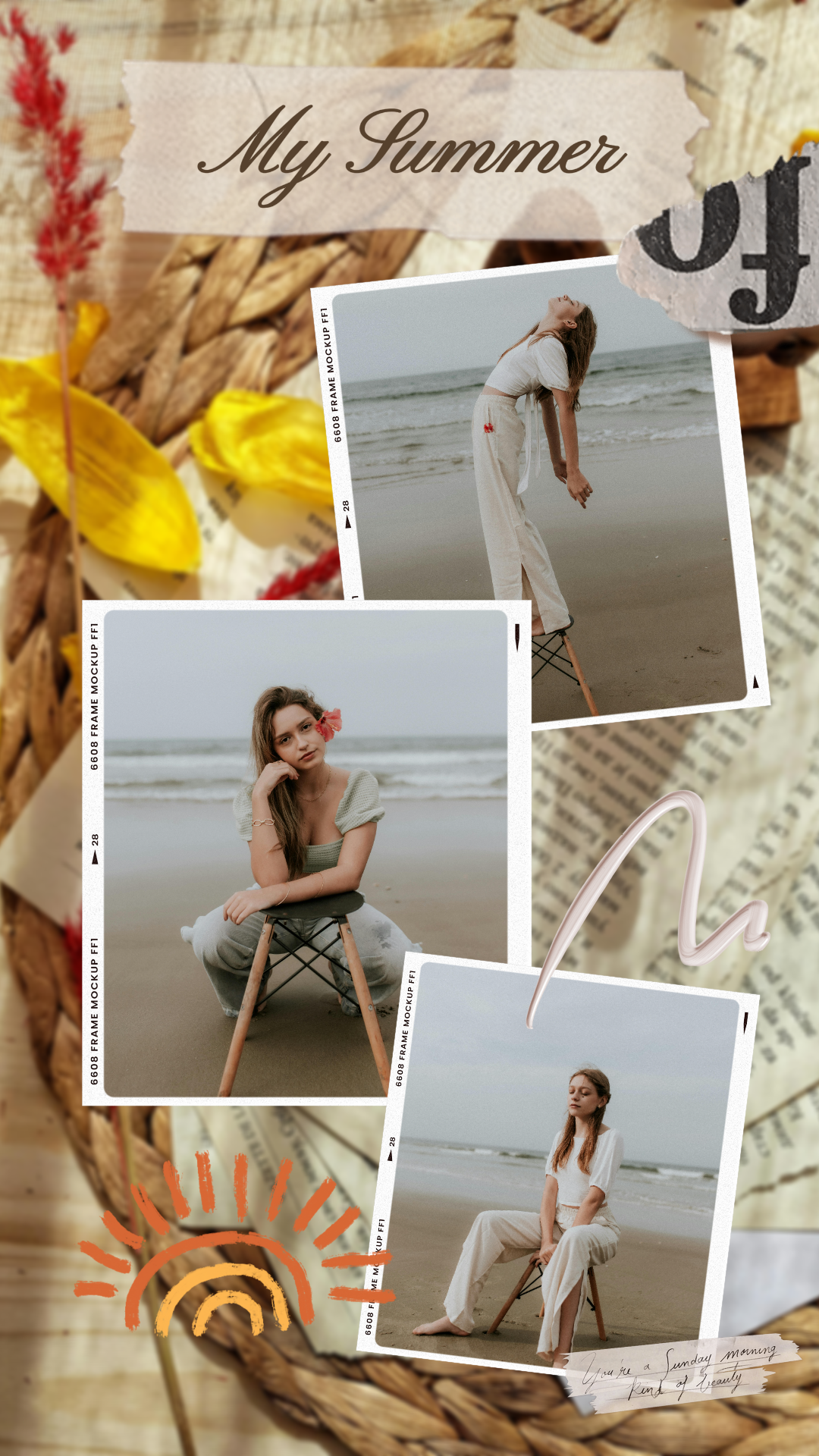 minimalis kolase kreatif poster instagram story album foto pribadi musim panas saya