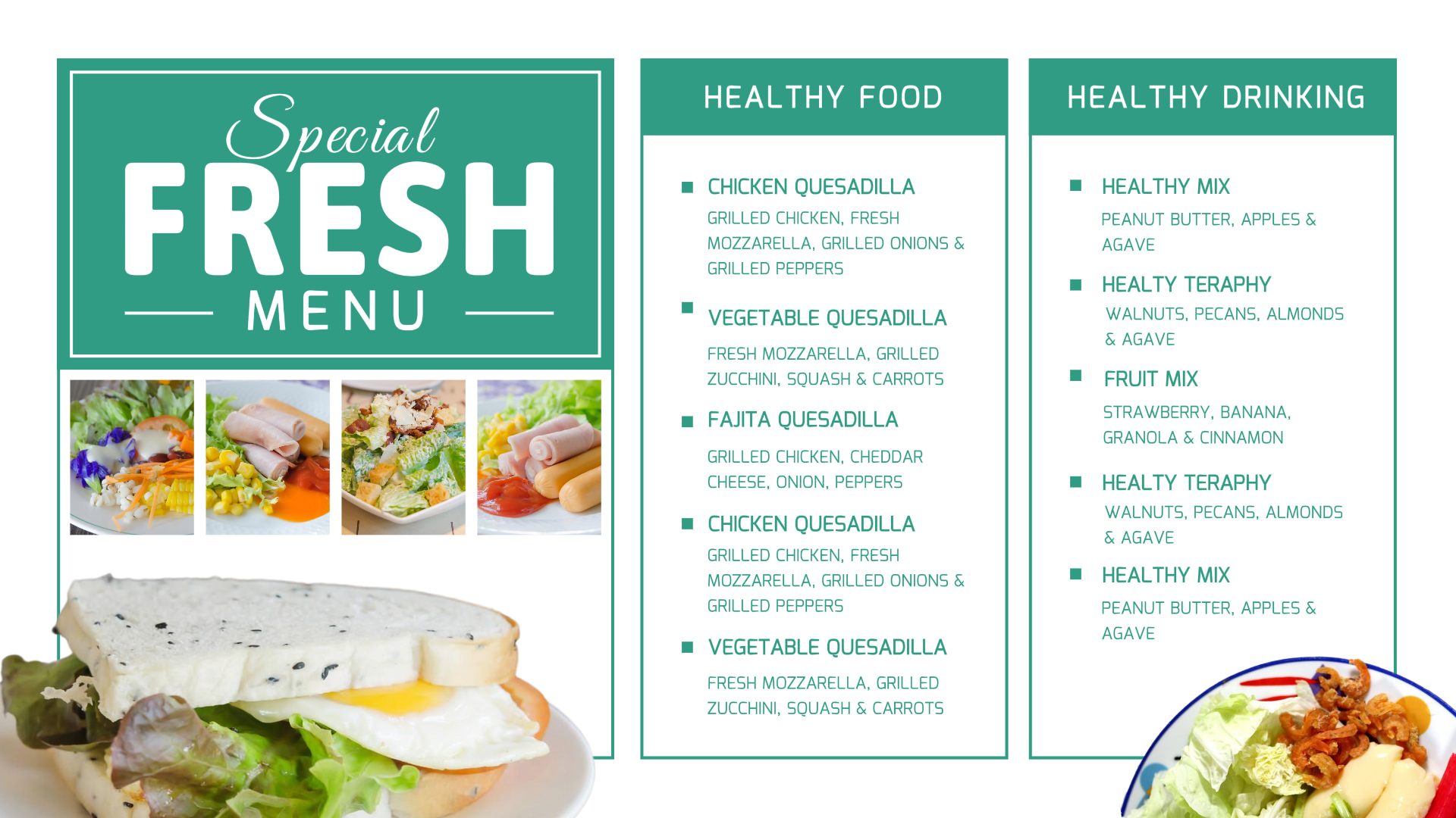 Alimentos e bebidas Menu Alimentos frescos Green Block