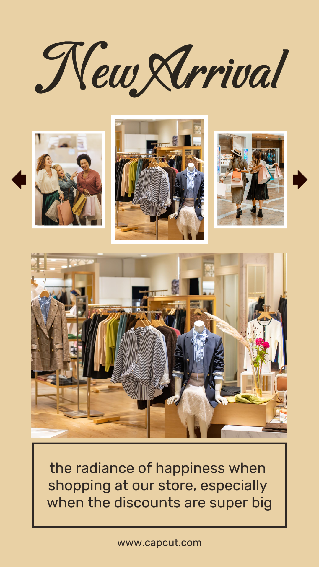 Clothing and shoes marketing poster instagram story cream