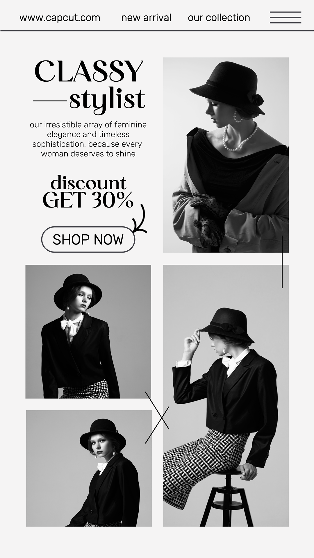 Exibição de Marketing de Roupas IG Story Preto Branco