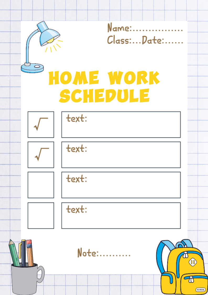 Non-marketing planner & schedule home work
