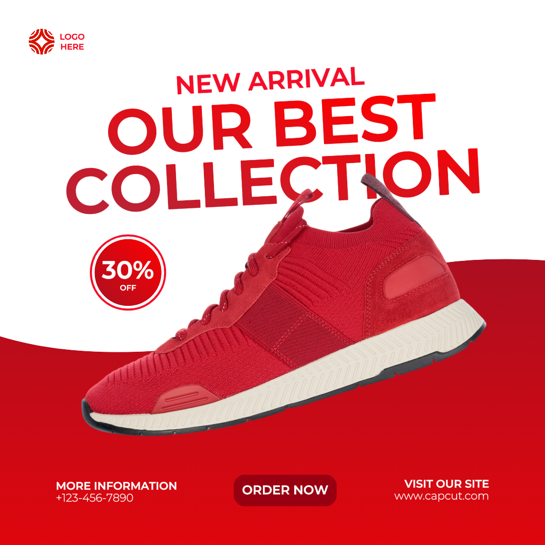 Cartel de marketing Zapatos rojos para publicación de Instagram