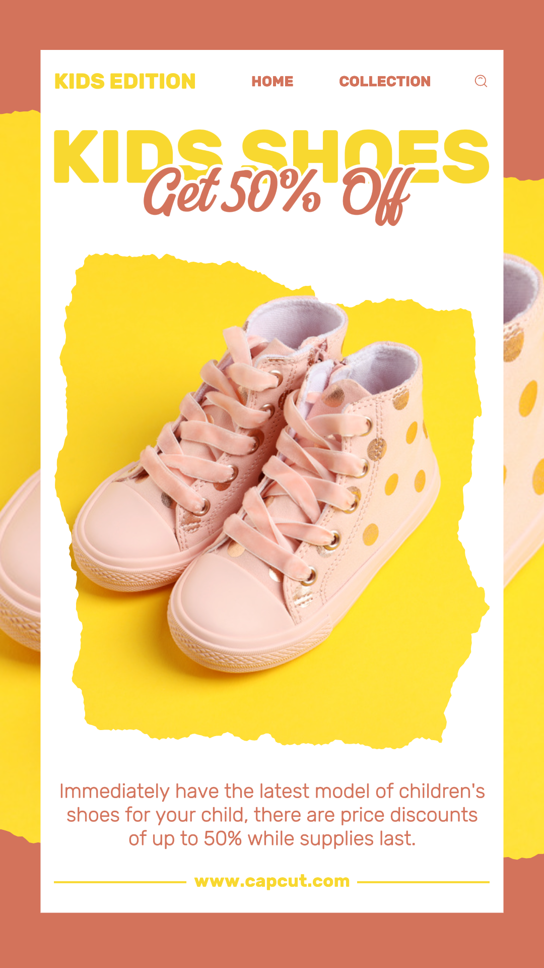 VestuĂĄrio e CalĂ § ados - Poster Marketing CrianĂ § as CalĂ § ados PromoĂ § ĂŁo Amarelo