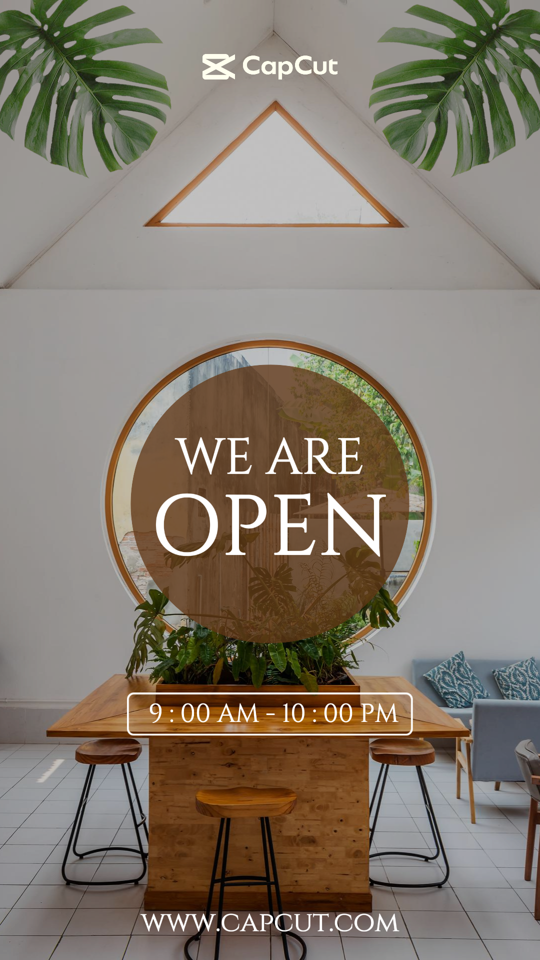 비즈니스 및 오피스 크리에이티브 포스터 Tiktok We Are Open Brown