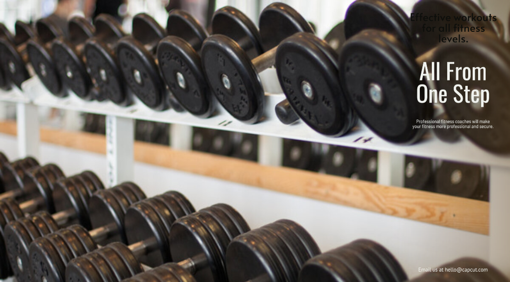 Exibição de produtos de treino e fitness