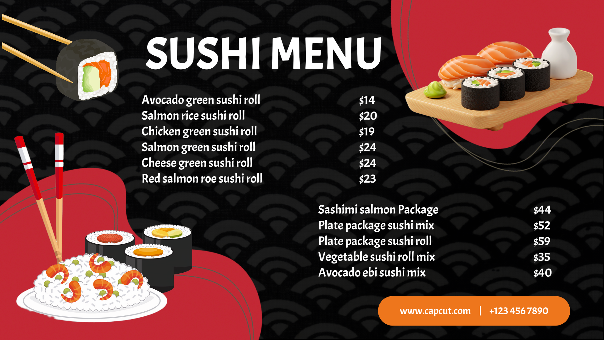 Lebensmittel-Sushi-Menü Produktanzeige