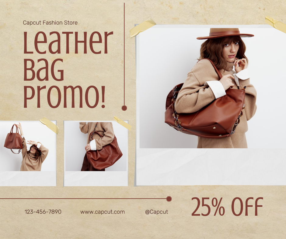 Promo de bolsa Publico en Facebook Collage minimalista Beige