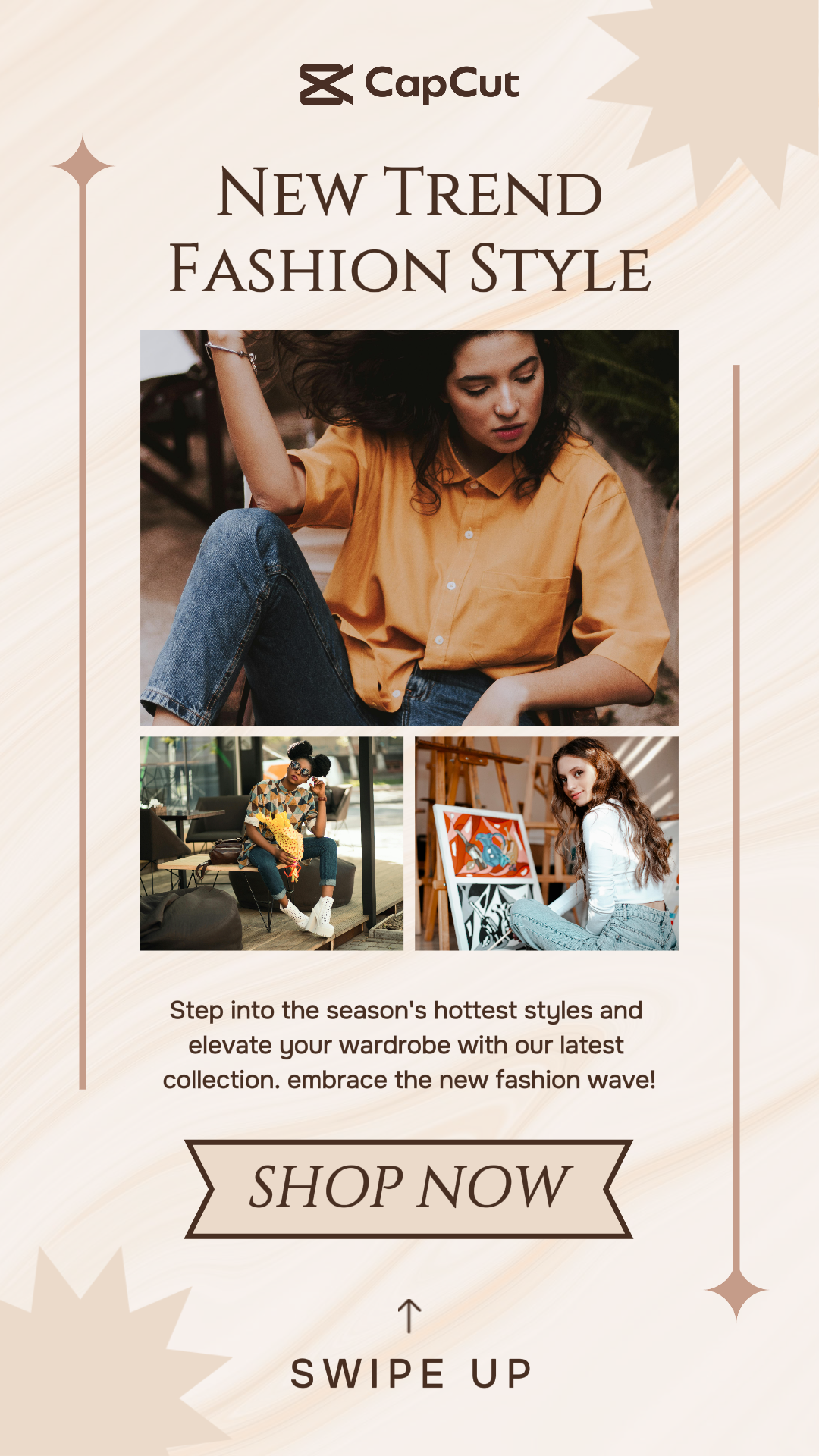 Ropa y zapatos publicación de marketing nueva moda de moda publicación de instagram marrón claro