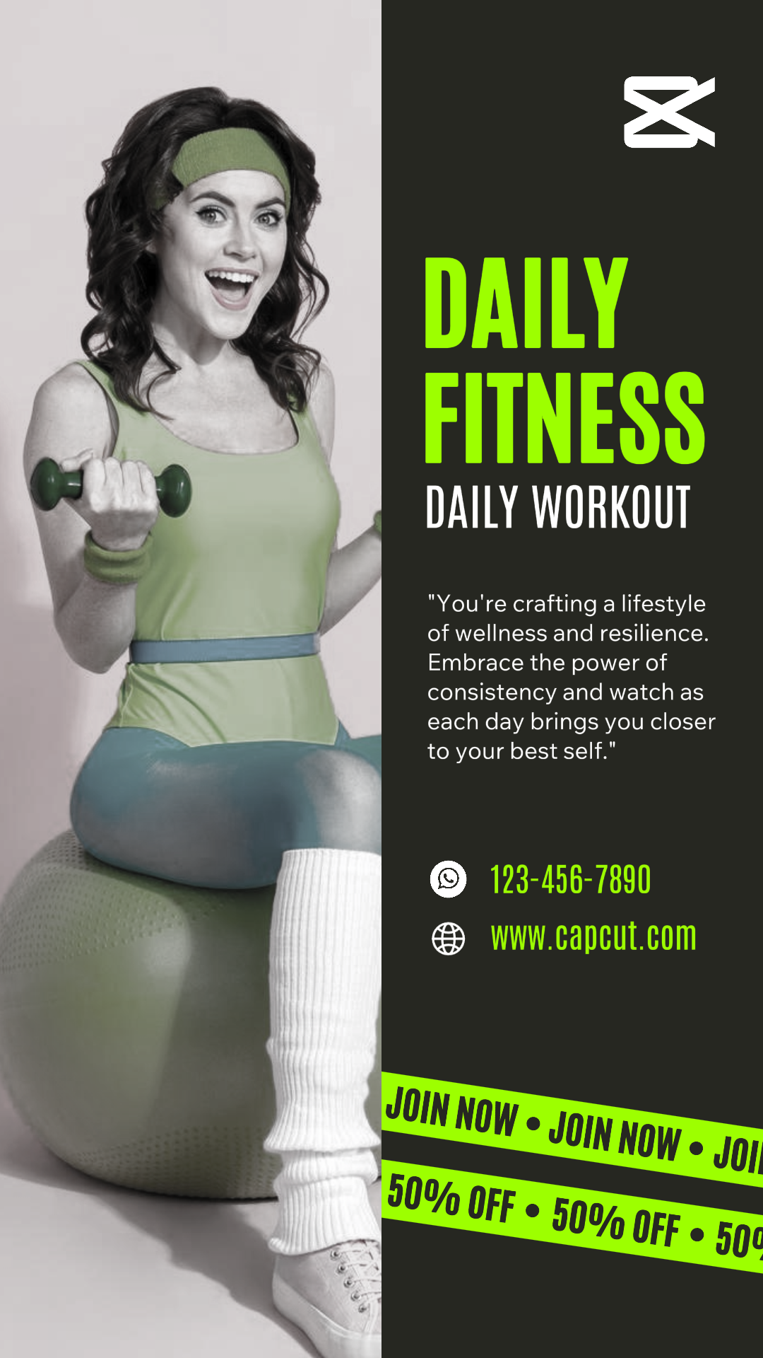 História diária de fitness e treino no Instagram