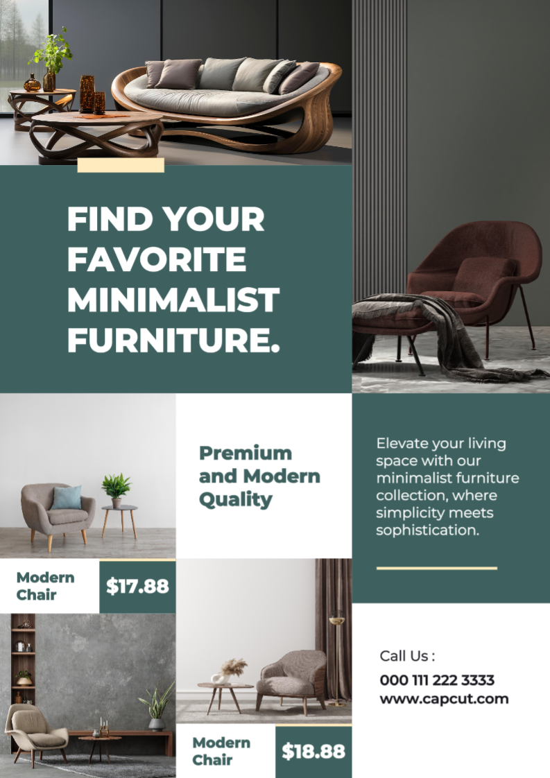 Folleto de muebles minimalistas